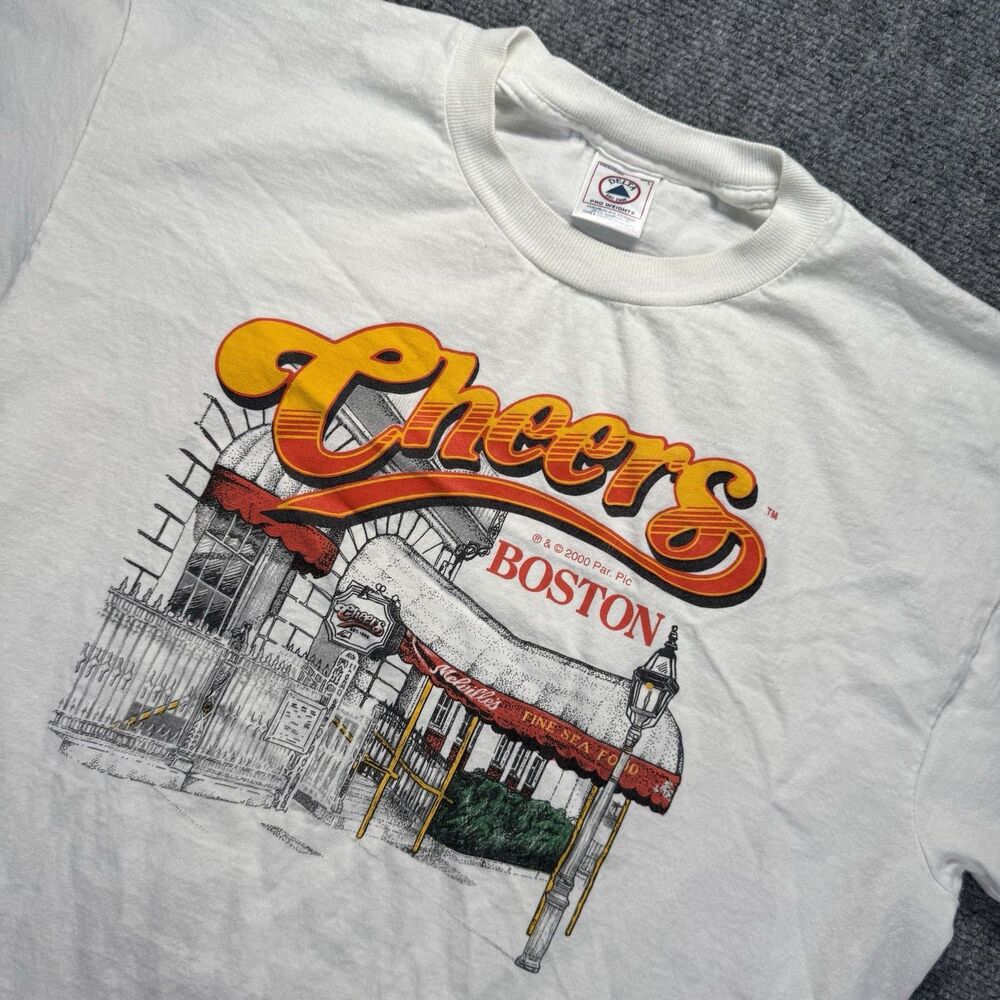 Vintage Y2k Cheers Bar Boston TV Sitcom Delta Pro Weight T-Shirt - White - Large